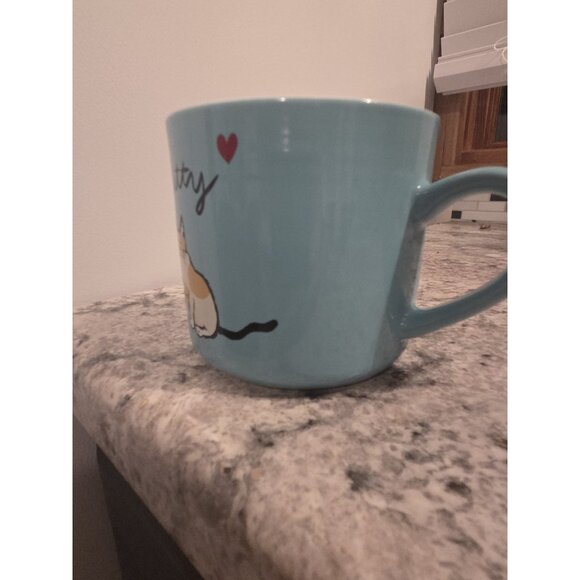 Opalhouse Stoneware Calico Kitty Cat With Heart Coffee Tea Mug Blue 14 oz - Picture 3 of 9